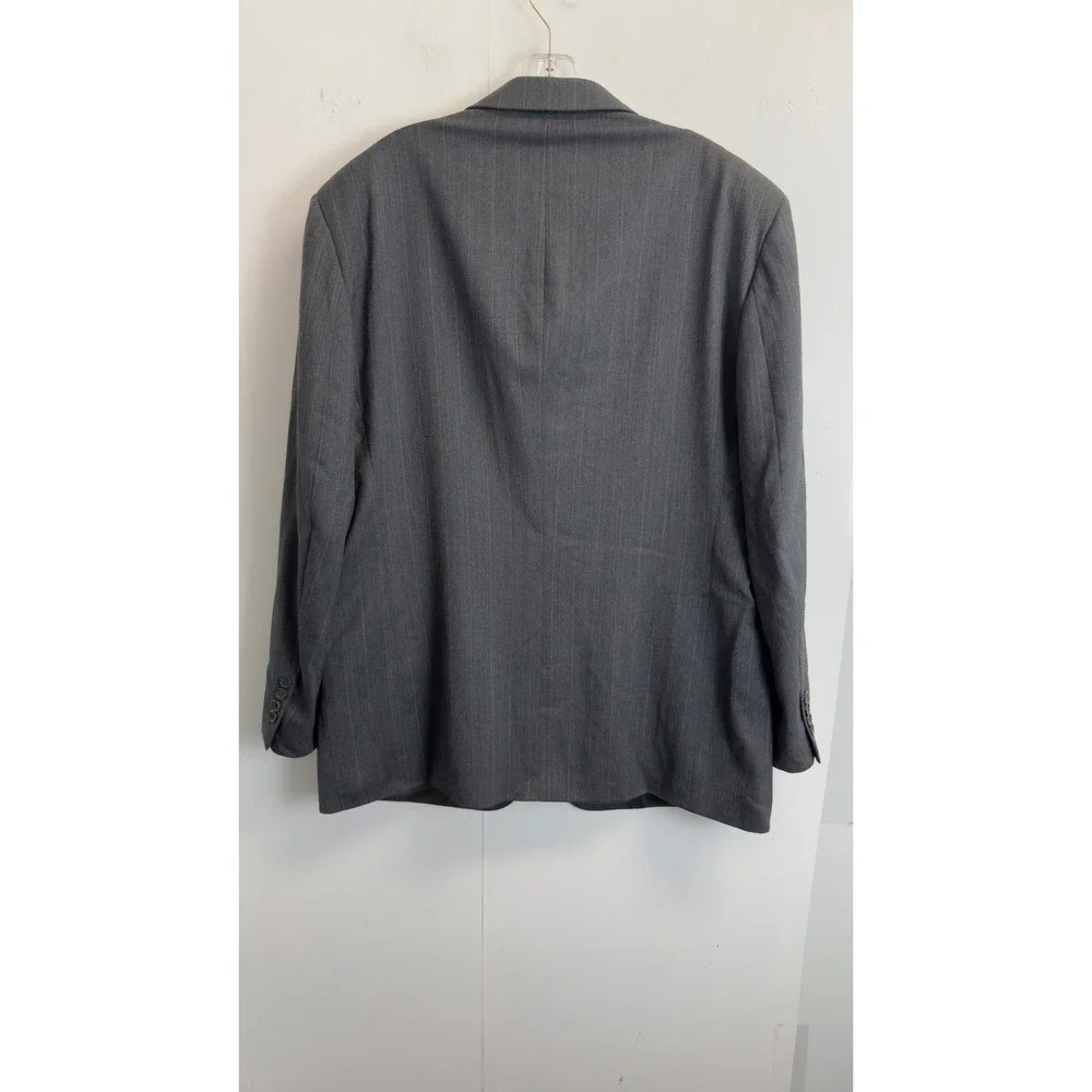 Stafford Mens 44R‎ Wool Pinstripe Blazer Charcoal Gray Two Button Suit Jacket